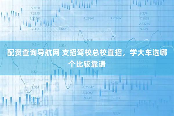 配资查询导航网 支招驾校总校直招，学大车选哪个比较靠谱