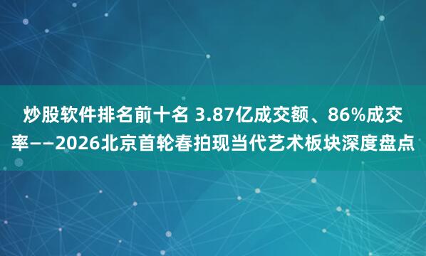 炒股软件排名前十名 3.87亿成交额、86%成交率——2026北京首轮春拍现当代艺术板块深度盘点